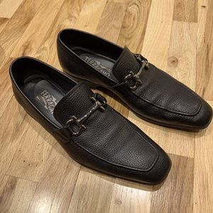 Mens Salvatore Ferragamo Slip on Black Dress Shoe